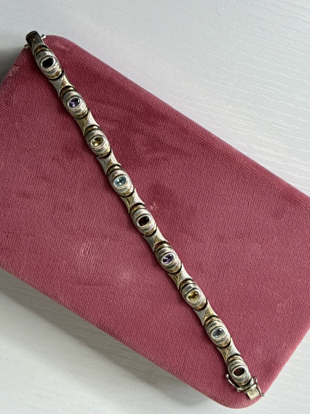 Vintage Sterling Silver Multi-Gemstone Bracelet